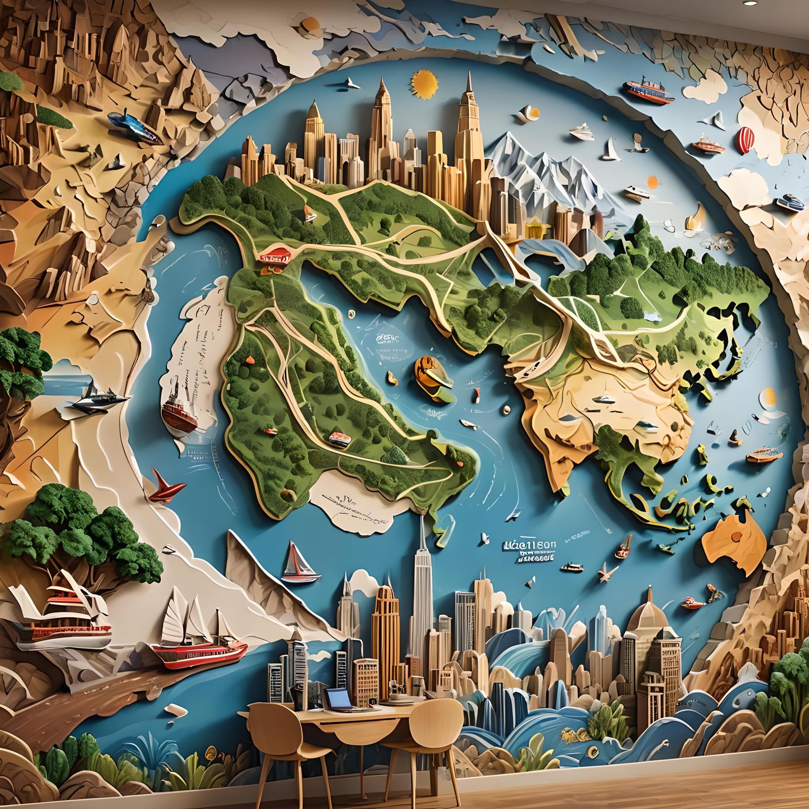 Dynamic 3D Mural Captures Essence of Travel