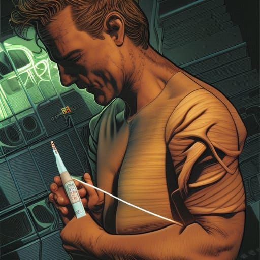 Boy Getting Injection: Comic Book Art Style