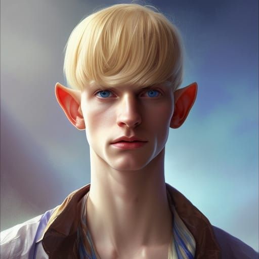 Elven Man Portrait in Hyperdetailed Style