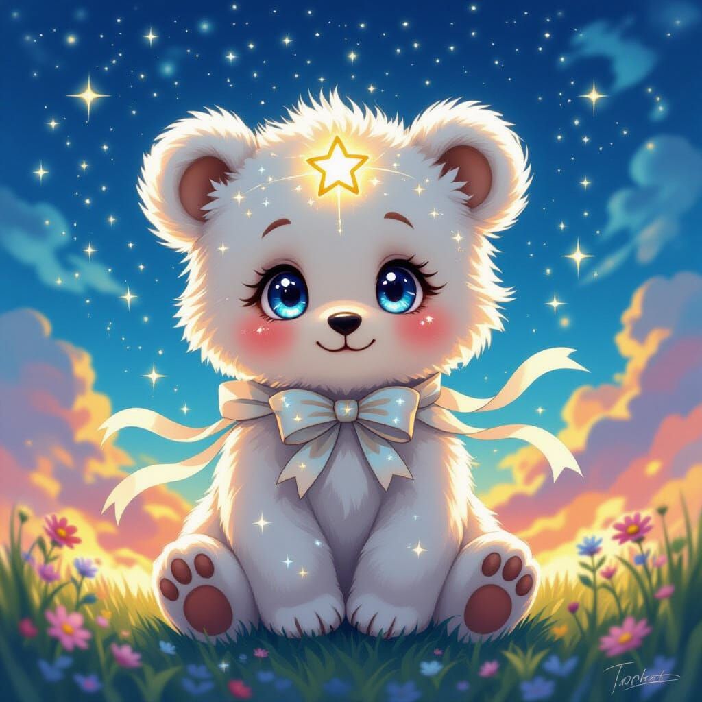 Stardust Bear Cub in Dreamy Celestial Style