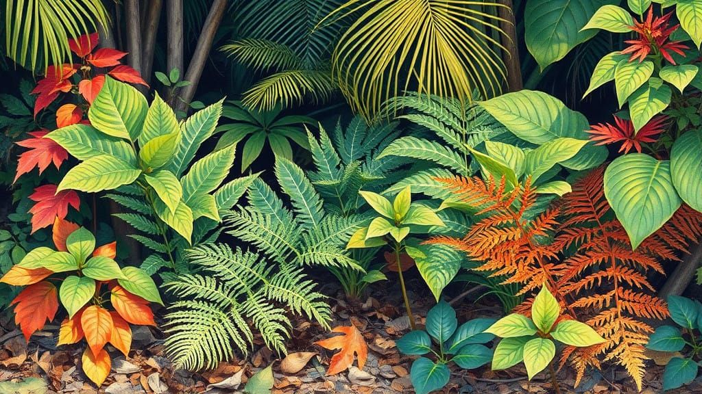 Semi-Tropical North Carolina Woodland in Vibrant Watercolor