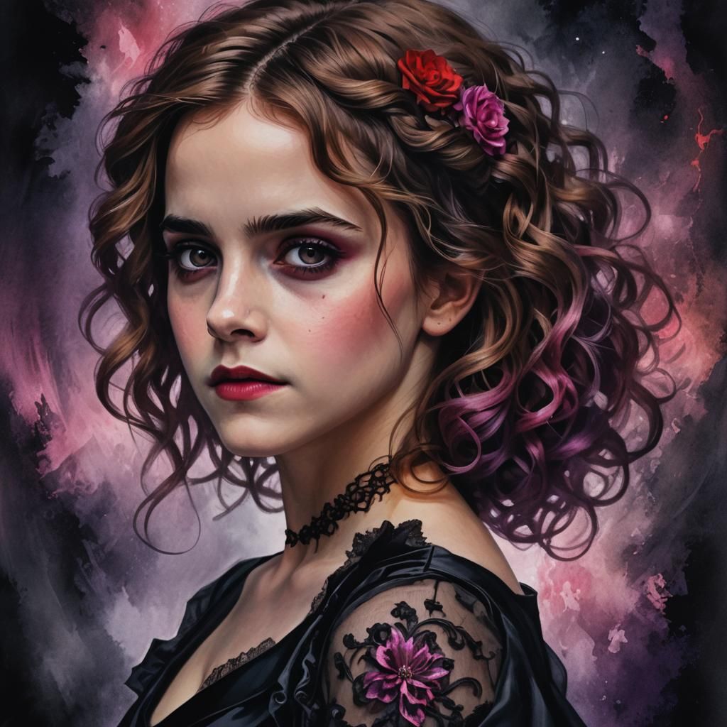 Gothic Hermione Granger Portrait in 8K Resolution