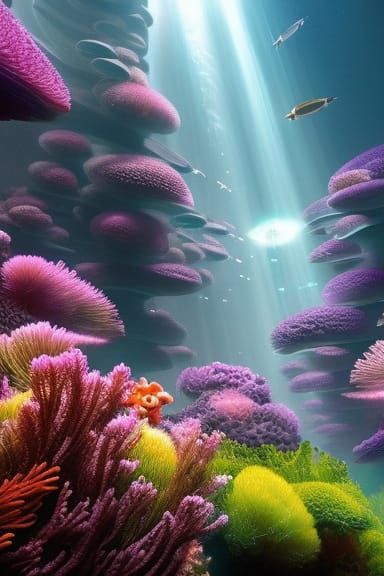 Futuristic Deep Sea Garden in Sci-Fi Style