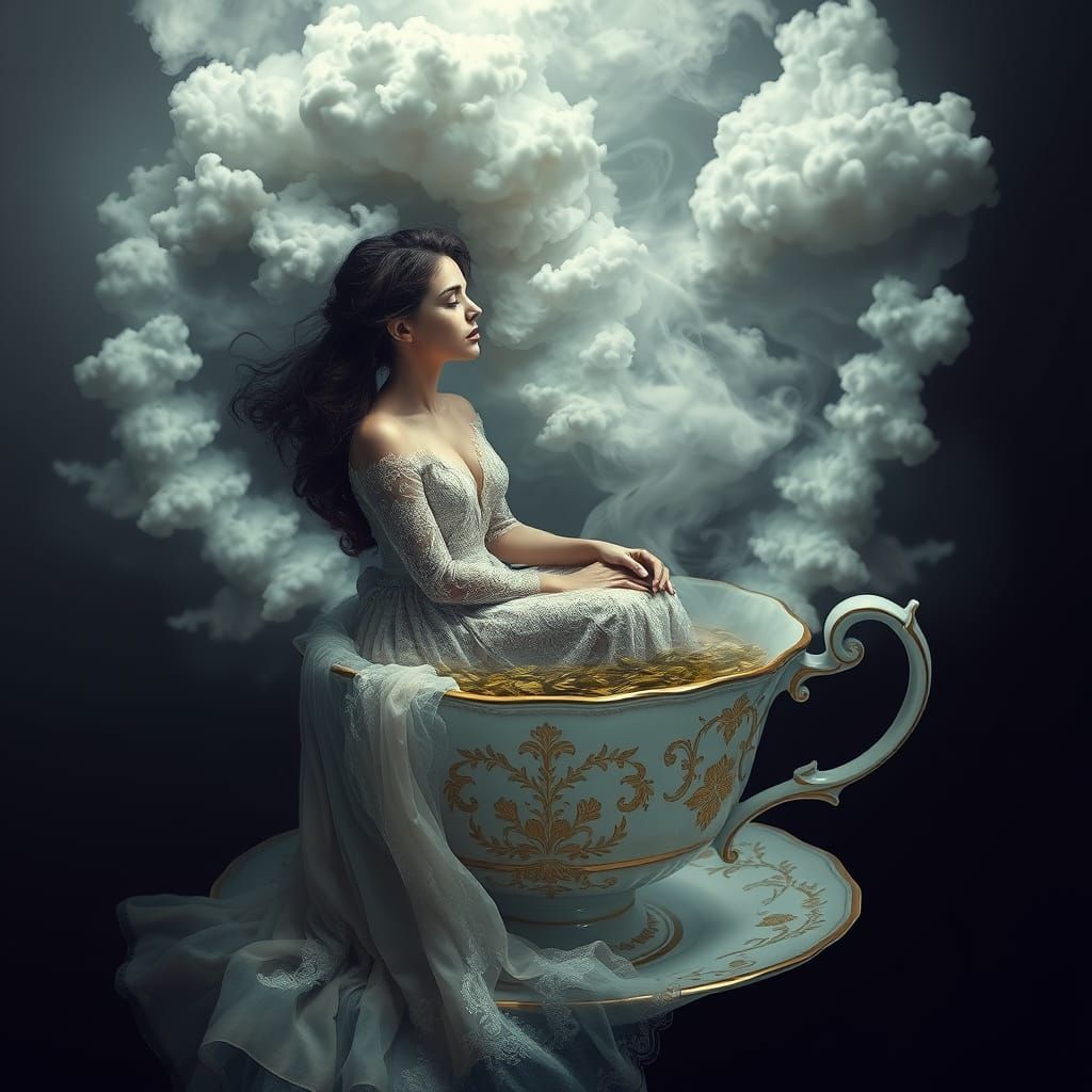 Surrealist Serenity in a Whirlwind Tea Cup