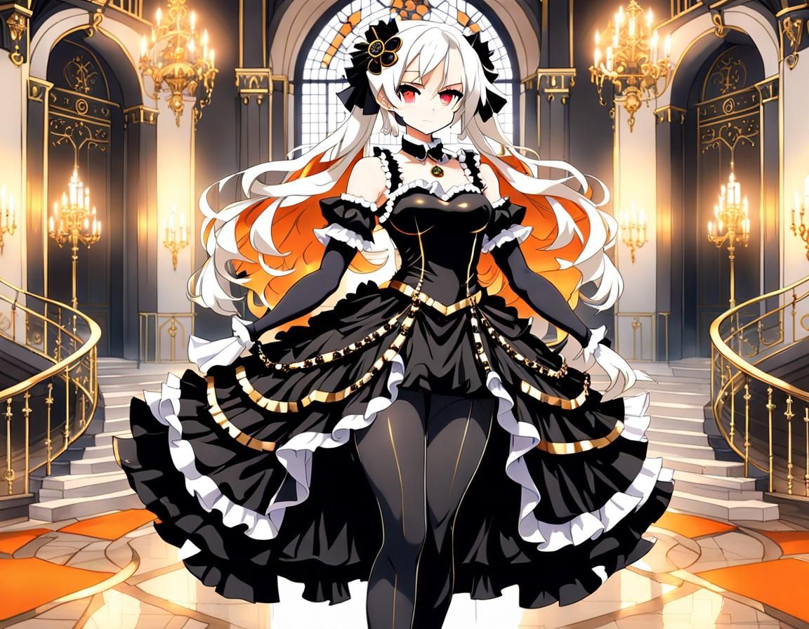 Muscular Woman in Black Dress, Anime Key Visual