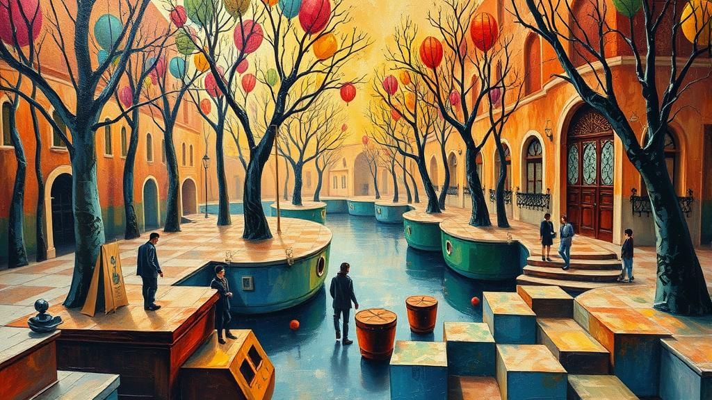 Surreal Fantasy Scene in Expressionist Impasto Style