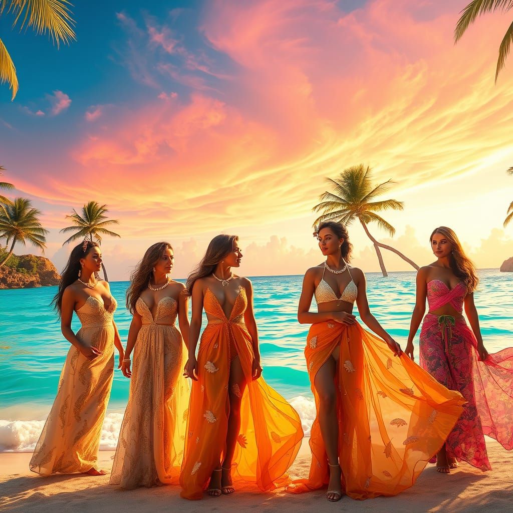 Women in Enchanted Beach Paradise