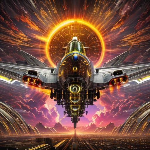 Retrofuturistic Sunrays: Ethereal Maximalist 3D Art