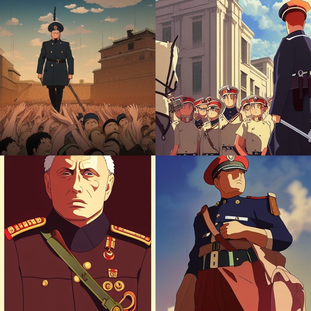 Mussolini as Studio Ghibli Anime Portrait