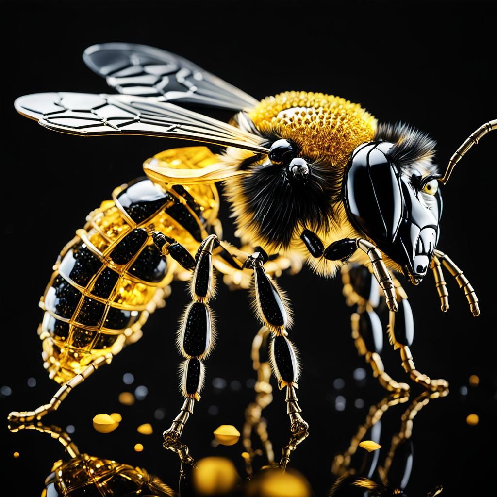 Surreal Crystal Glass Bee in Dark Academic Style