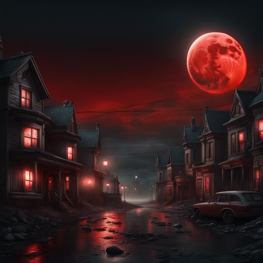 Creepy Town Underneath a Blood Moon