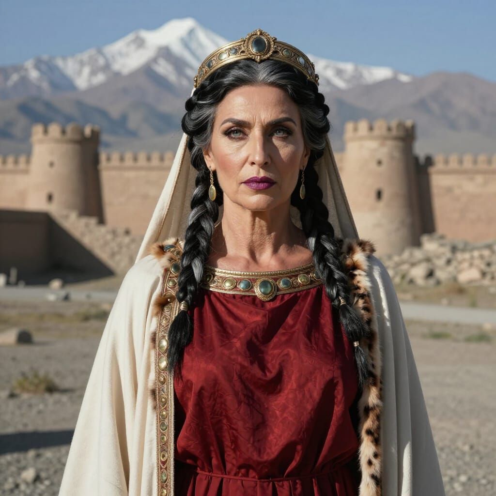 Hellenic Noblewoman Portrait in Ararat Plain Sunlight