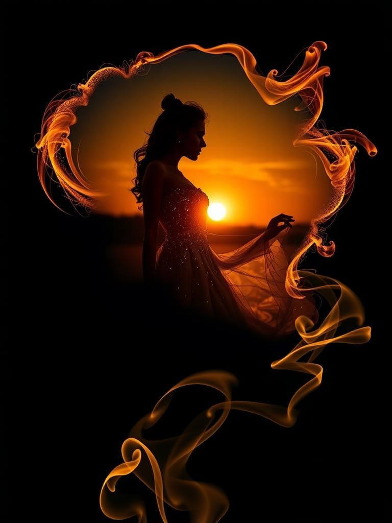 Double Exposure: Stardust Dancer at Sunset