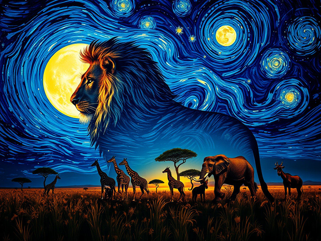 The African savanna at night