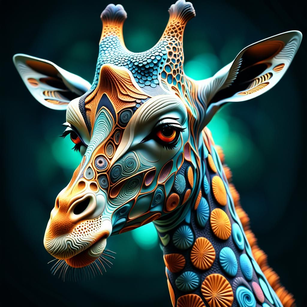 Surreal Man Giraffe Hybrid in Fractal Art