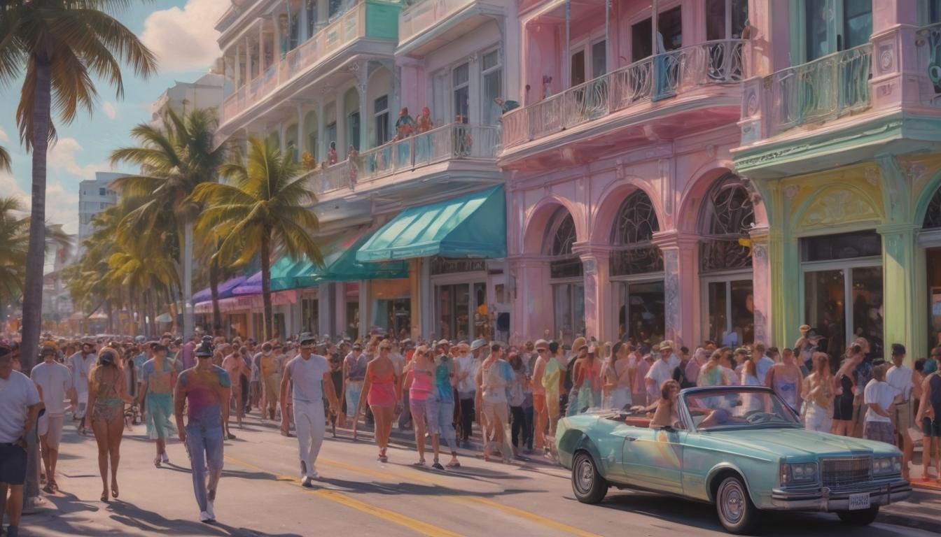 Miami Mardi Gras Parade in Art Deco Style