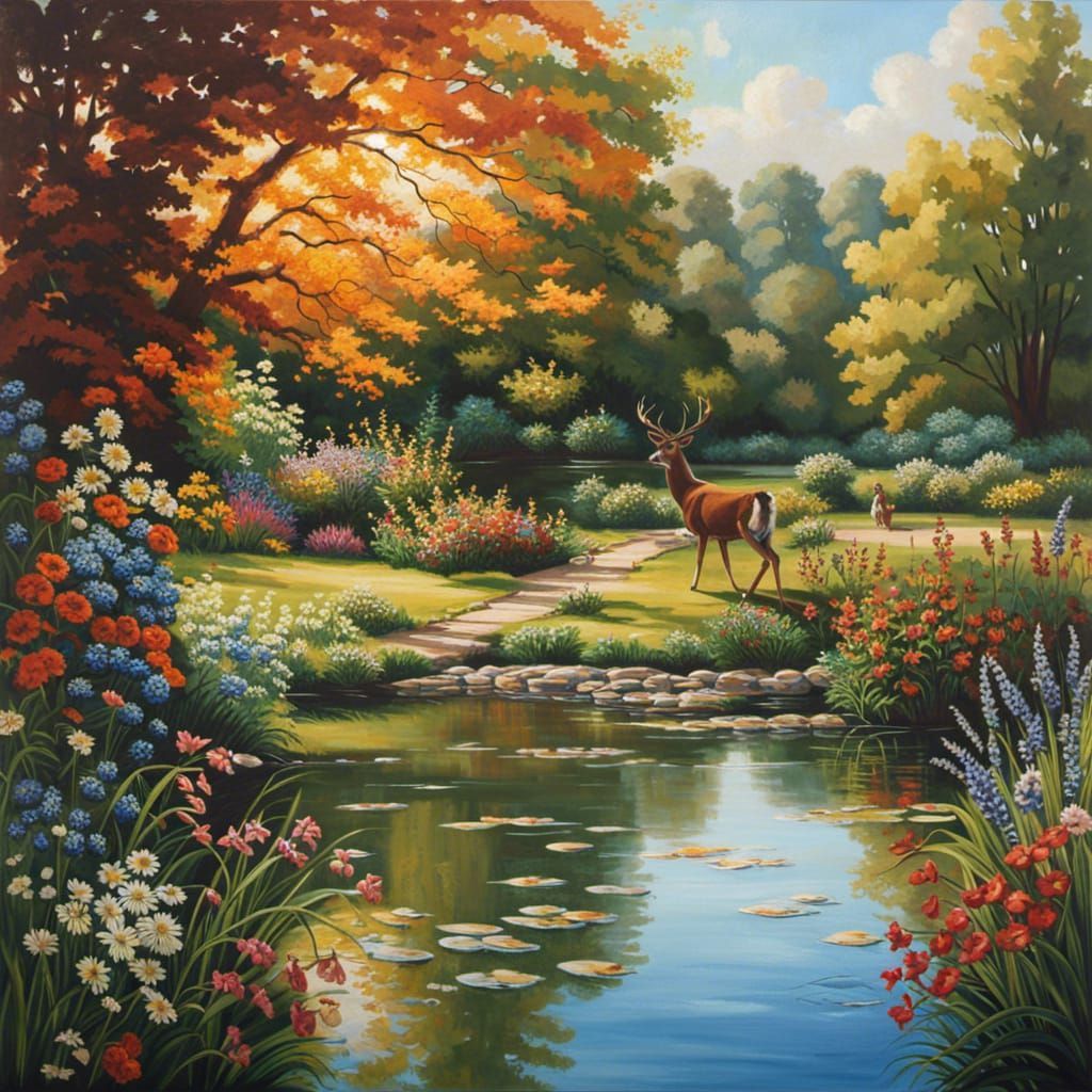 Picturesque Butterfly Garden Scene in Summer Weather