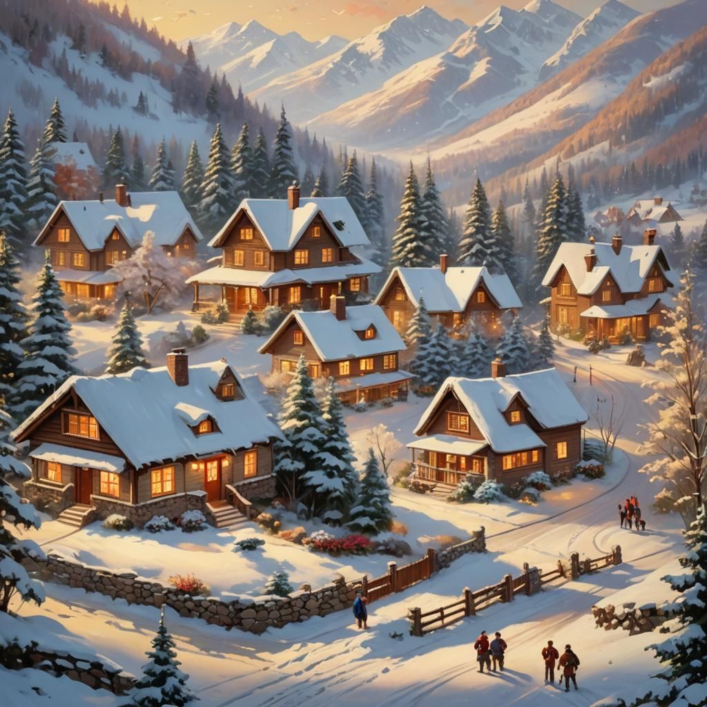 Christmas Celebration in Snow-Capped Mountains