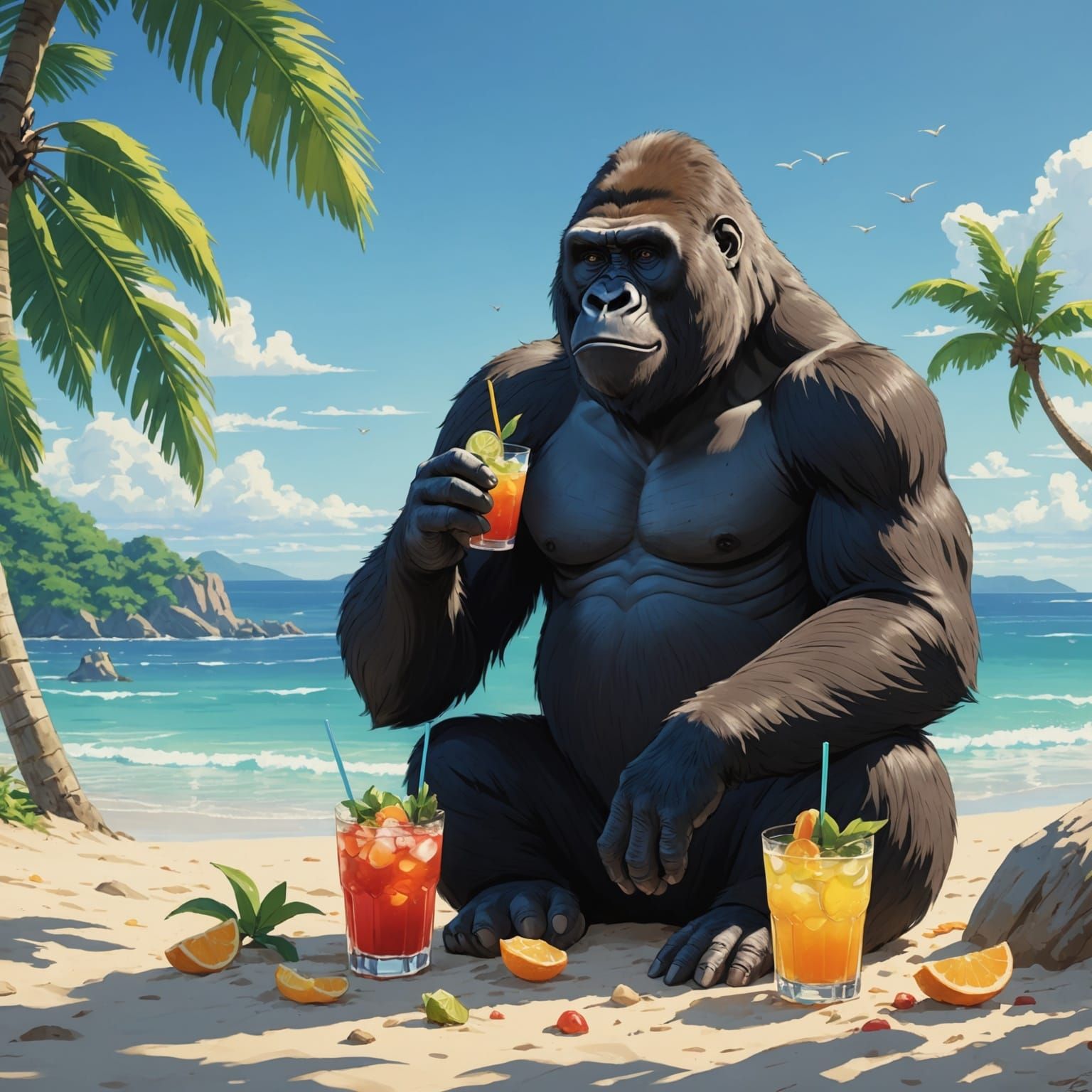 Gorilla's Beach Cocktail: Anime Key Visual