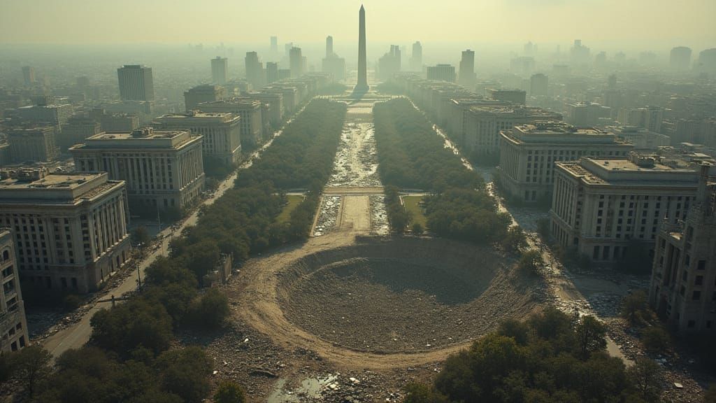 Devastated Washington D.C. after Meteorite Strike