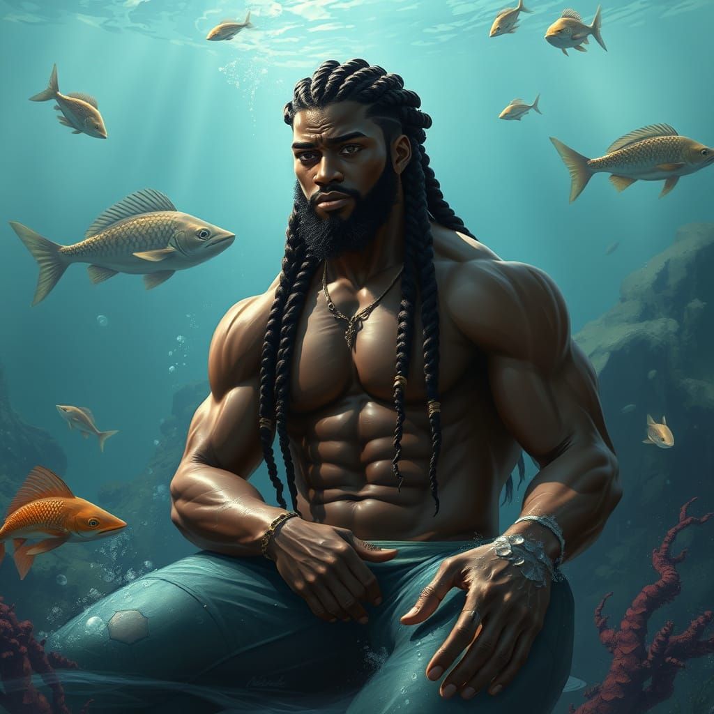 Majestic Merman in Atlantis: A Digital Painting