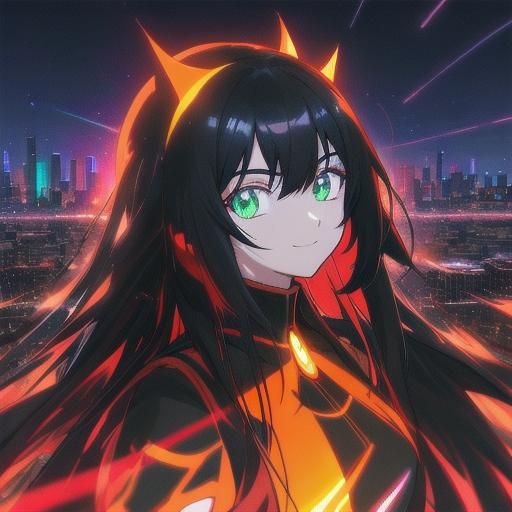 Iraqi Girl in Futuristic Cityscape: Anime Portrait