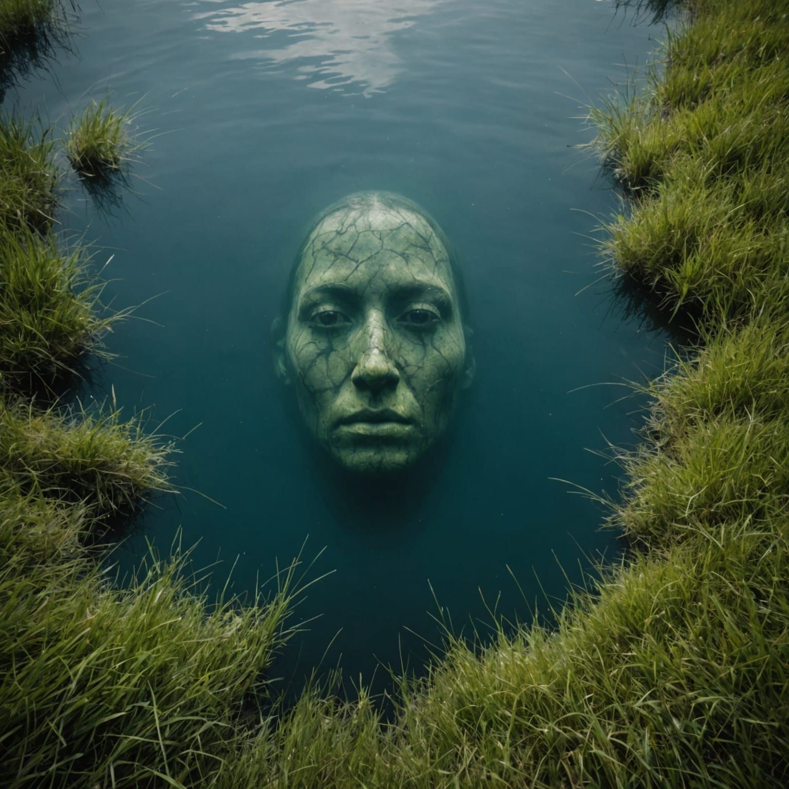 A Mysterious Face Hides Beneath the Calm Lake Surface