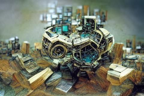 Orthographic Labyrinth: Black and White Ink Diorama