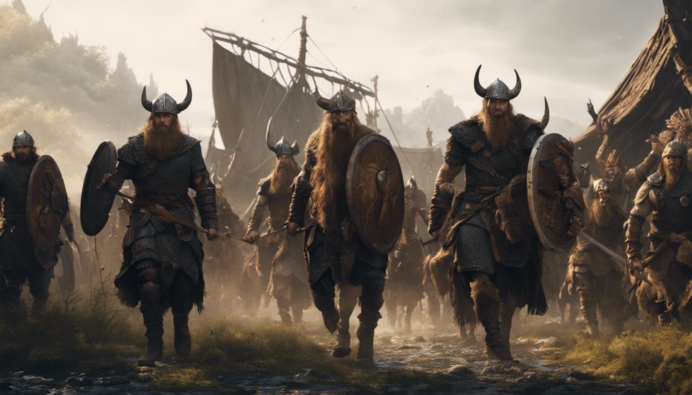 Vikings Leaving Trelleborg: Detailed Matte Painting