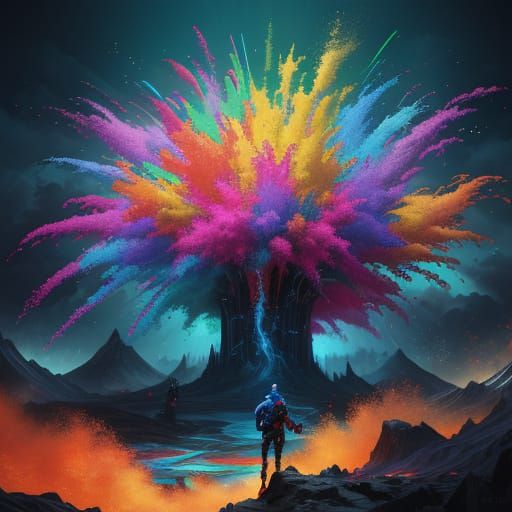 Hyperactive Hyper-Reality Explodes in Vibrant Digital Art