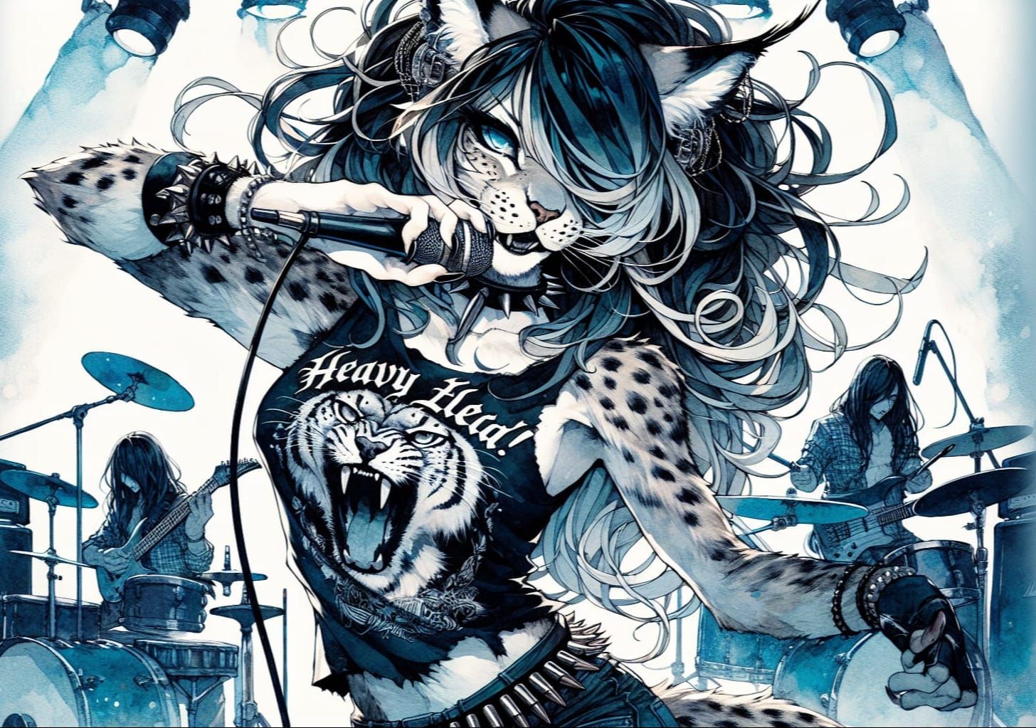 Anime-Manga Cover Art of a Roaring Lynx Girl with Beastfolk ...