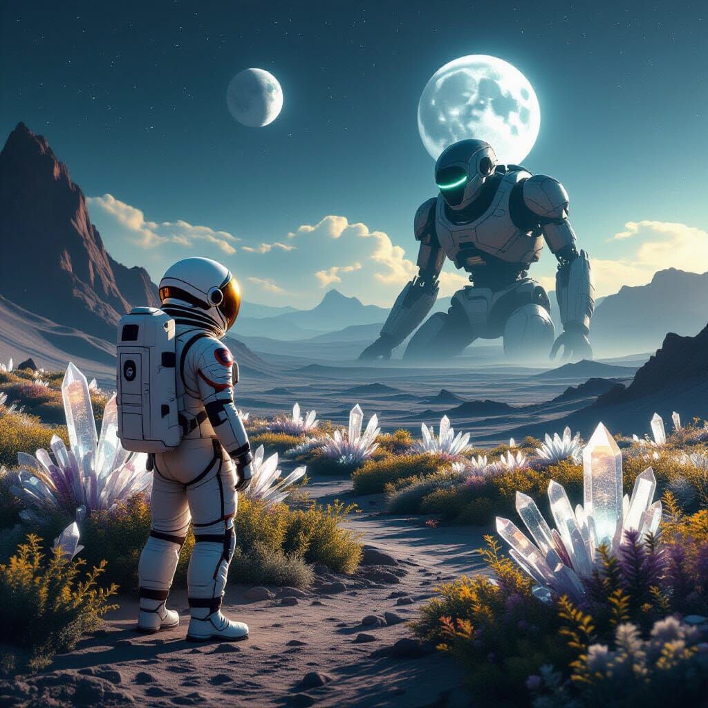 Astronaut Discovers Glowing Garden on Alien World