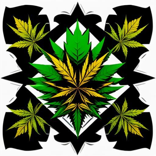Spooky Marijuana Leaf Logo in Cubist Style