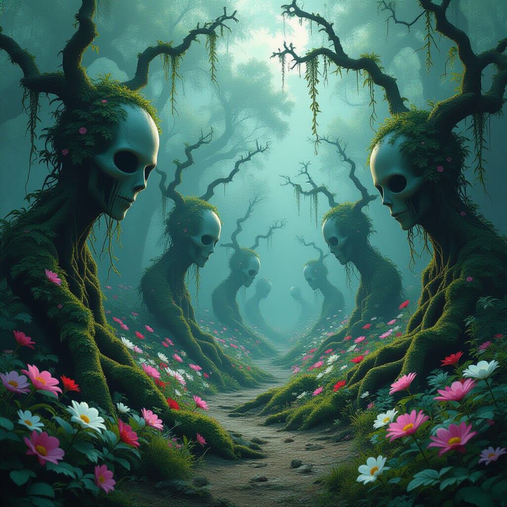 Eerie Crawling Vines in Mystical Surreal Garden