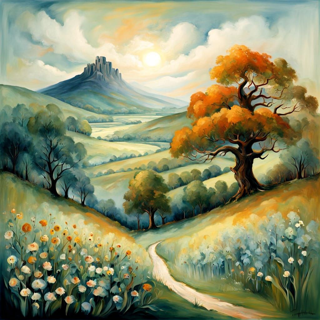 Whimsical Woodland Scene in Watercolor and Parchment