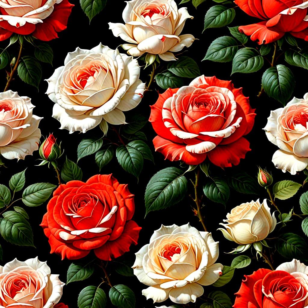 Red and white marbled roses