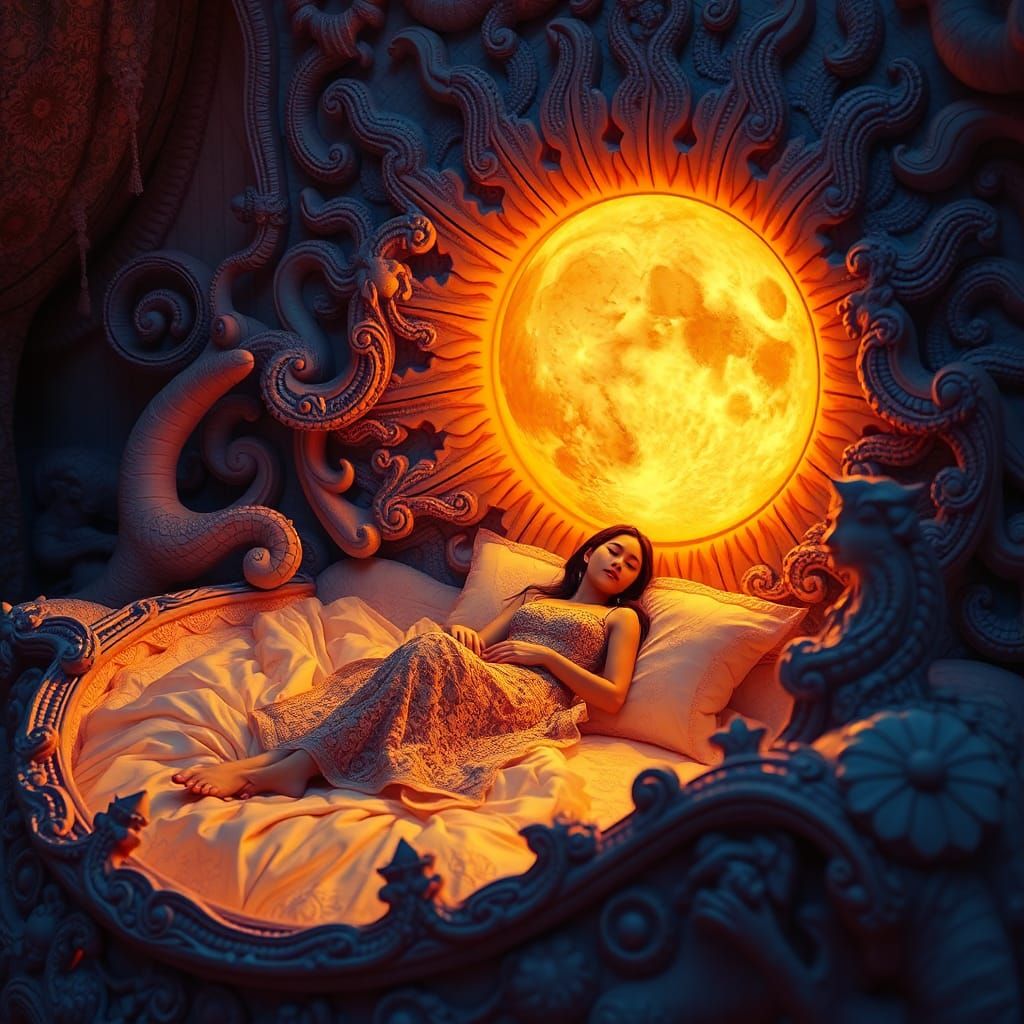 Surreal Sun and Moon Bed: A Fairytale Evening