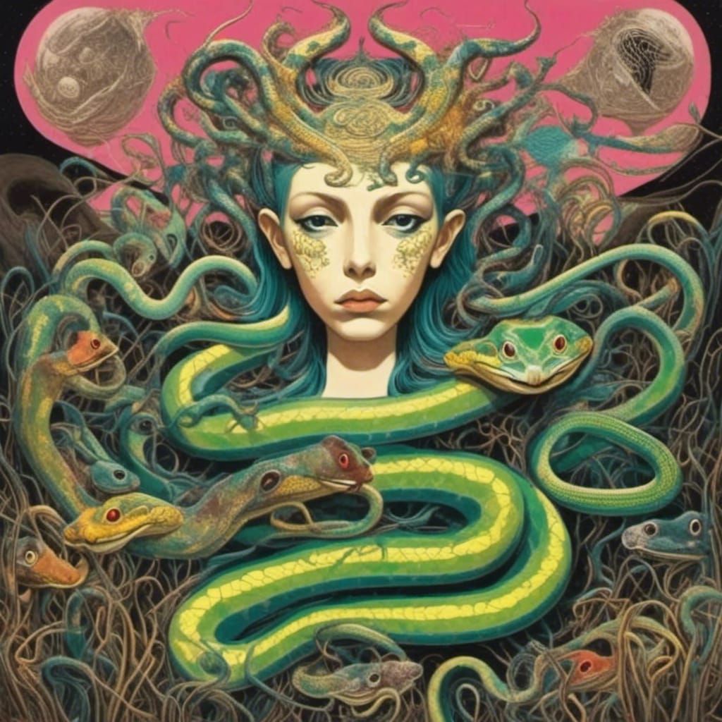 Surreal Kingdom of Snakes in Dreamlike Style