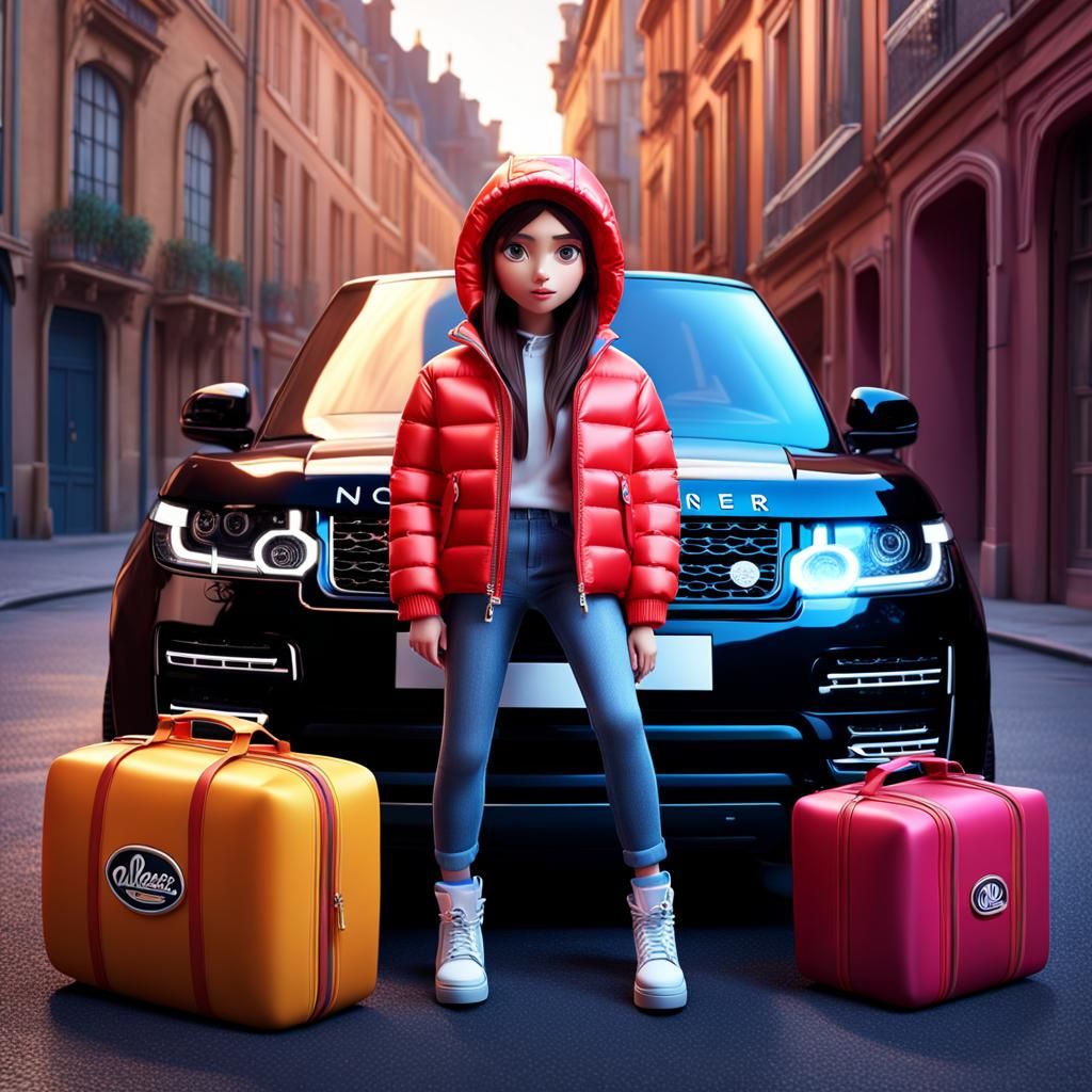 Girl in Moncler Jacket: 3D Rendered Digital Art