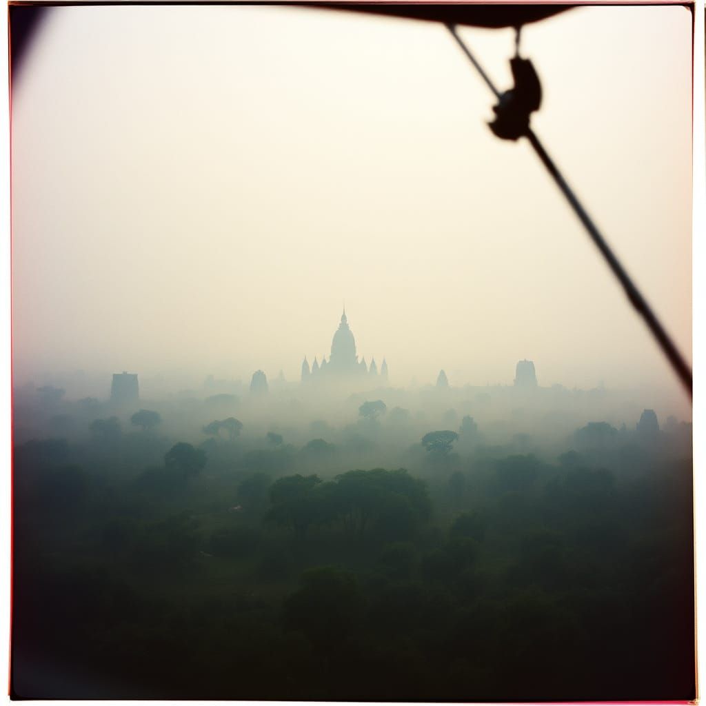 Bagan Ancient City Ruins from Helicopter Window