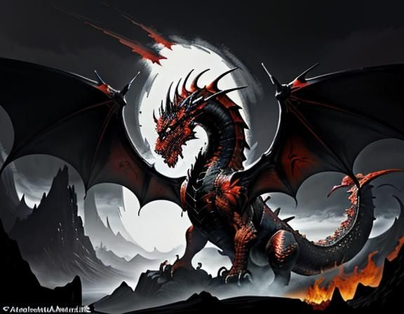 Fiery Dragon in Dynamic Fantasy Art Style