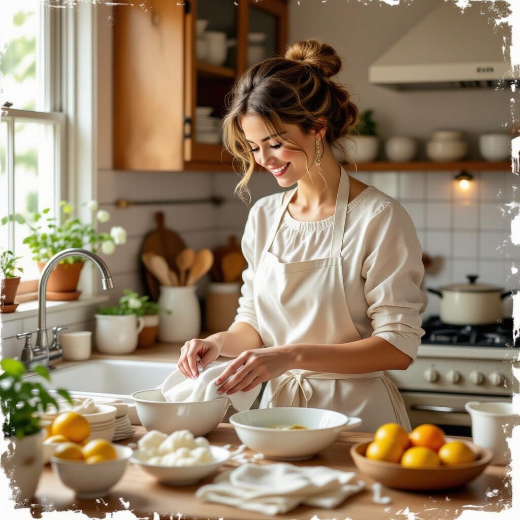 Cozy Kitchen Scene Inspired by Impressionism