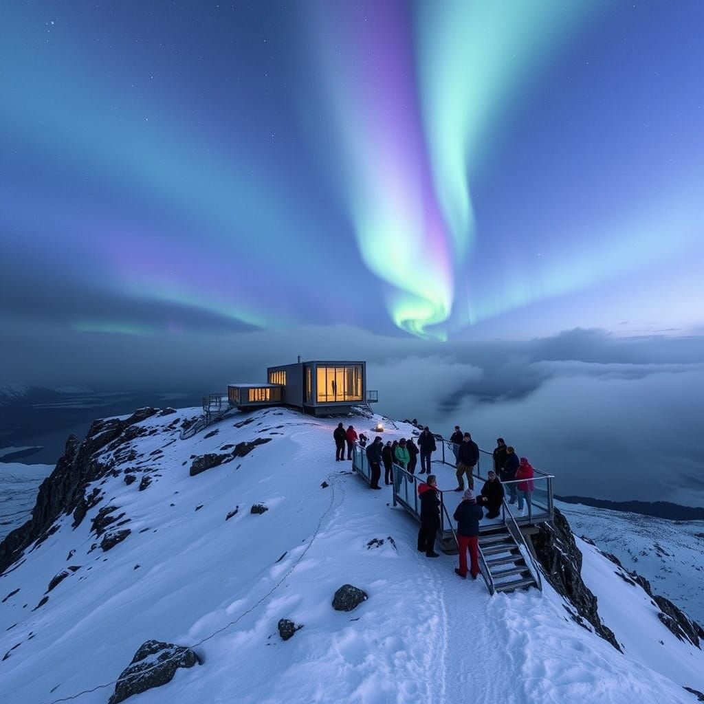 Surreal Arctic Landscape with Northern Lights in Abisko Nati...