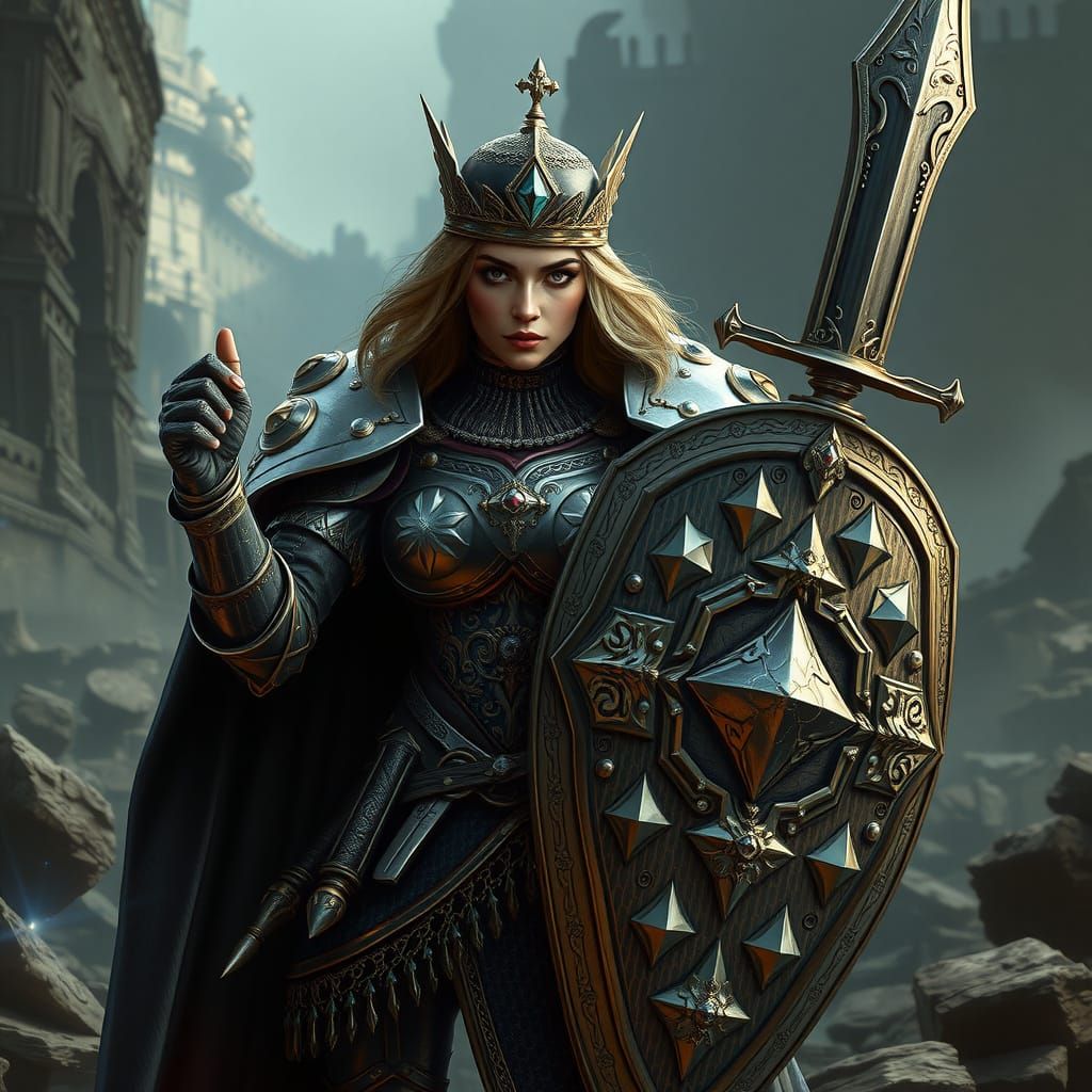 Regal Warrior Queen of Diamonds Triumphs on Ancient Battlefi...