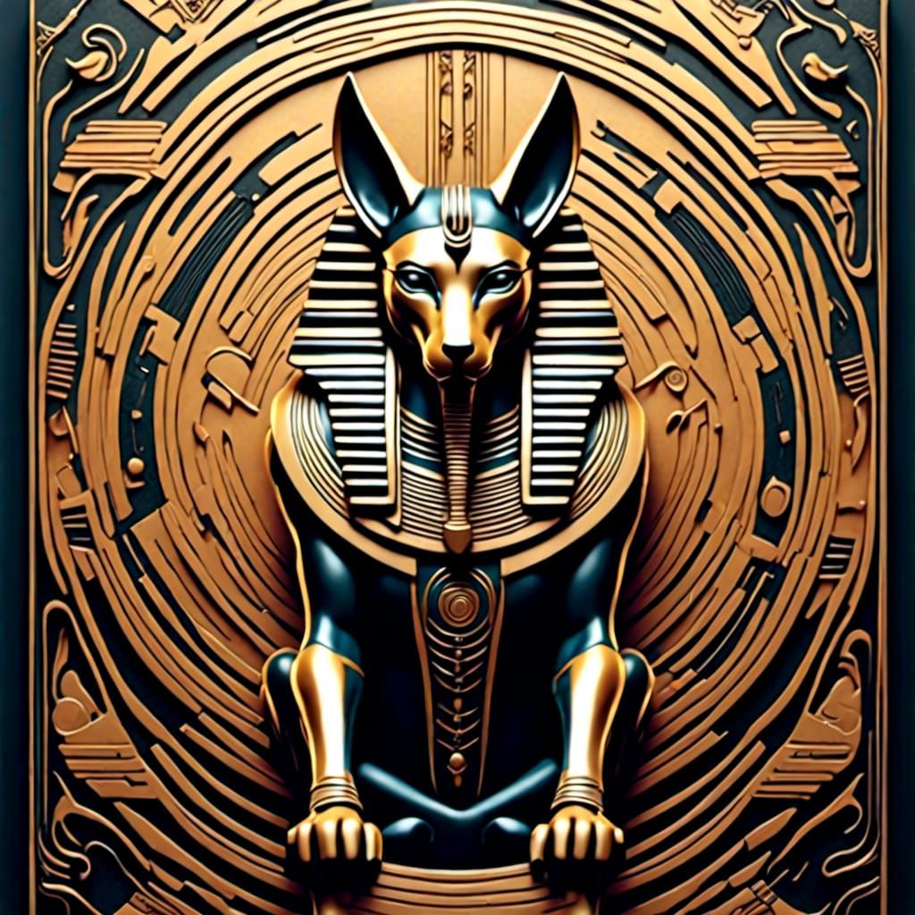 Anubis in Cultish Egyptian Hieroglyphic Art