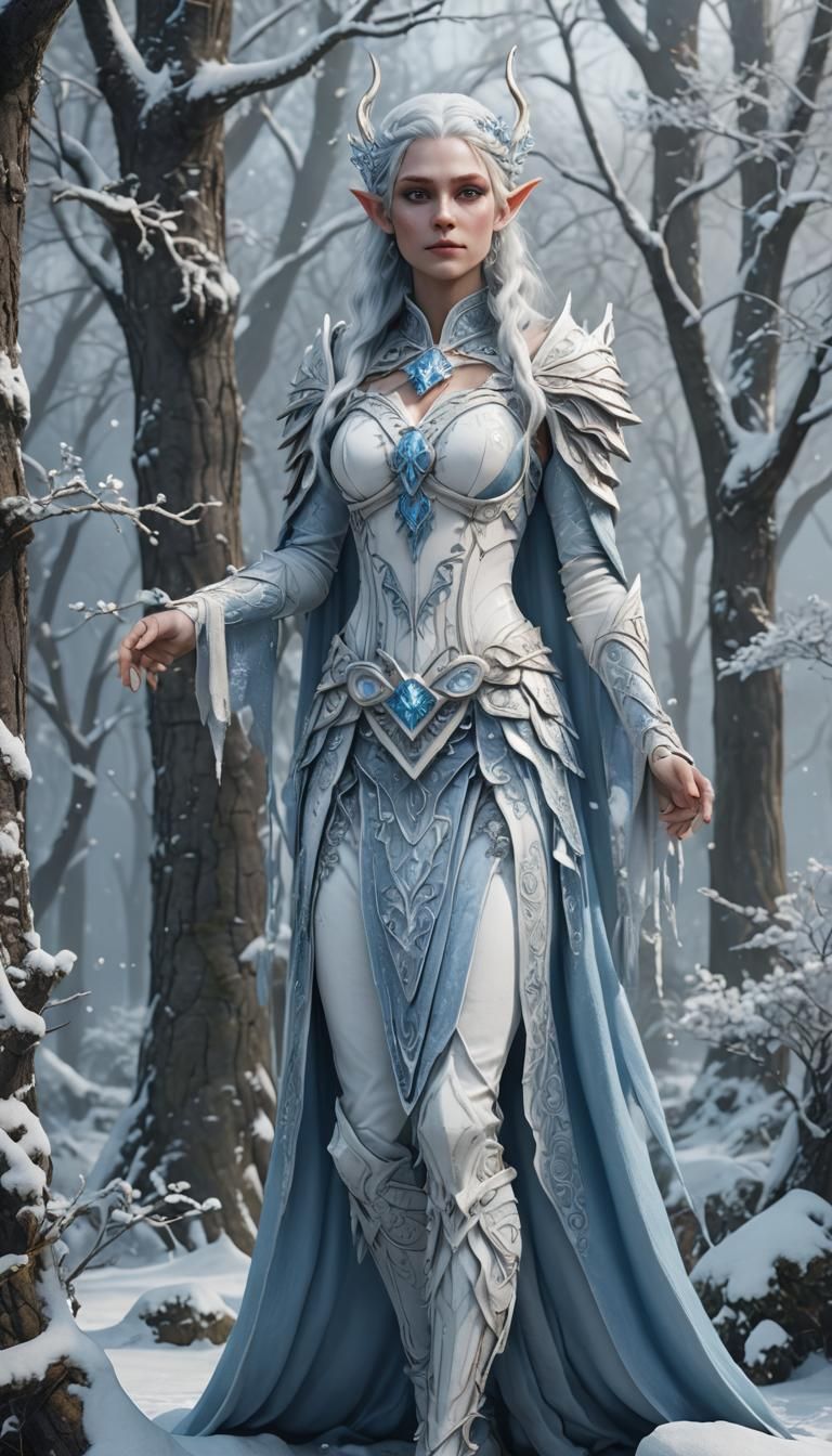 Winter Elf Woman in Fantasy Concept Art