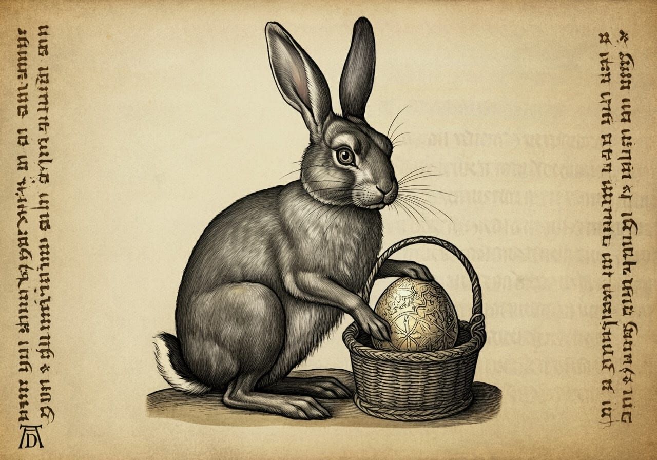Medieval Easter Bunny in Intricate Albrecht Durer Style