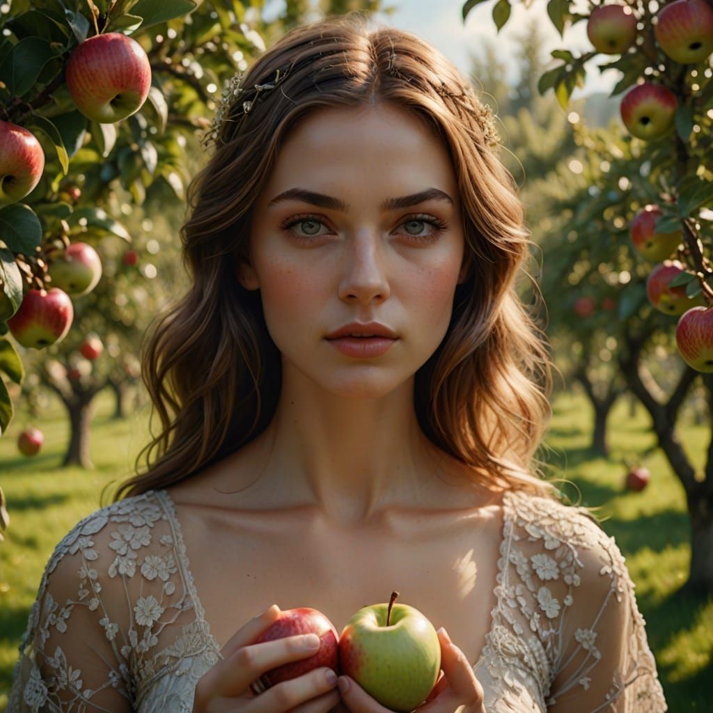 Stunning Portrait of a Lady with an Apple
