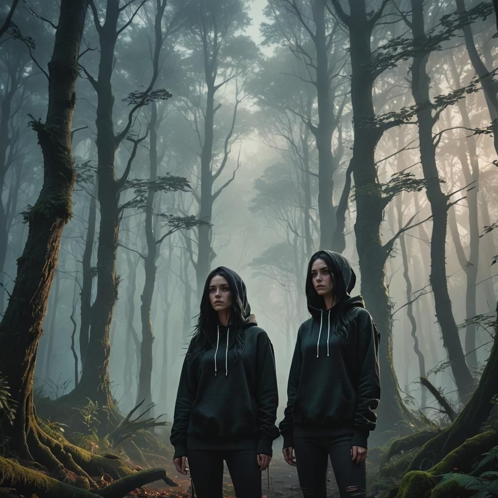 Girls with Black Tears in a Detailed Matte Painting