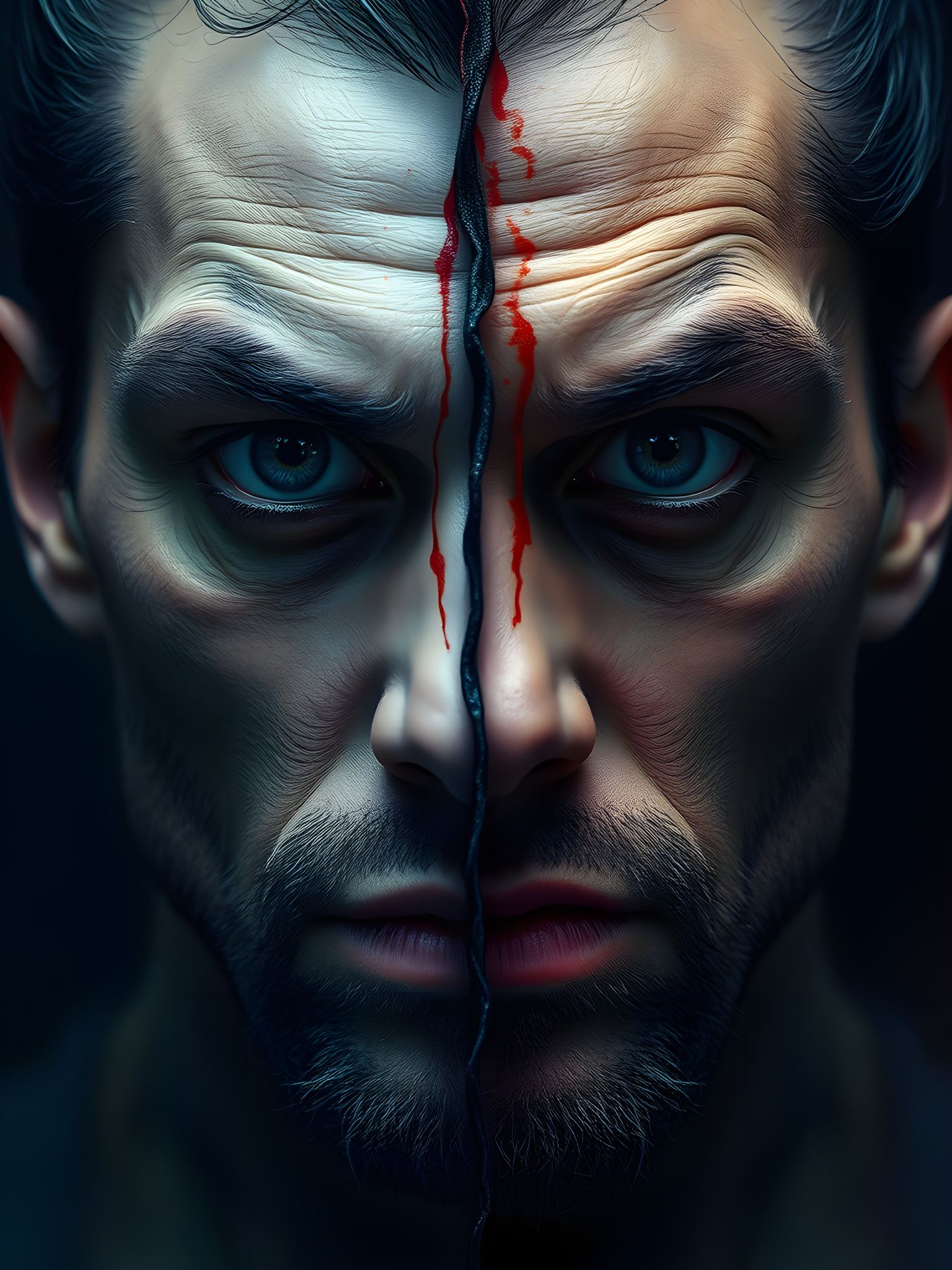Dramatic Split Personality Portrait by Lecouffe-Deharme
